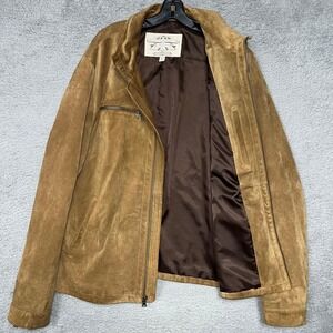 VTG Banana Republic Travel & Safari Bomber Jacket Men 2XL XXL Tan Suede‎ Leather